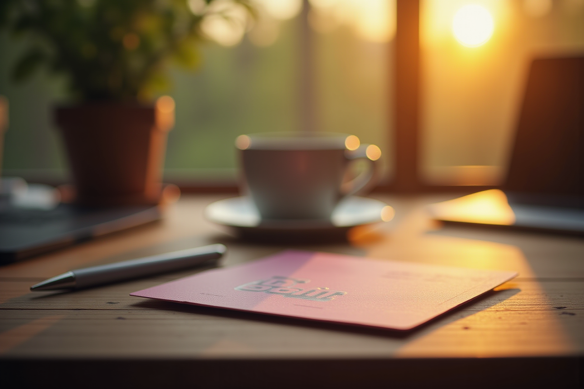 Pink Card (TrZollV § 17 Bescheinigung) on a worn wooden desk in warm sandstone light: the document the German federal customs office issues to US military retirees in Germany