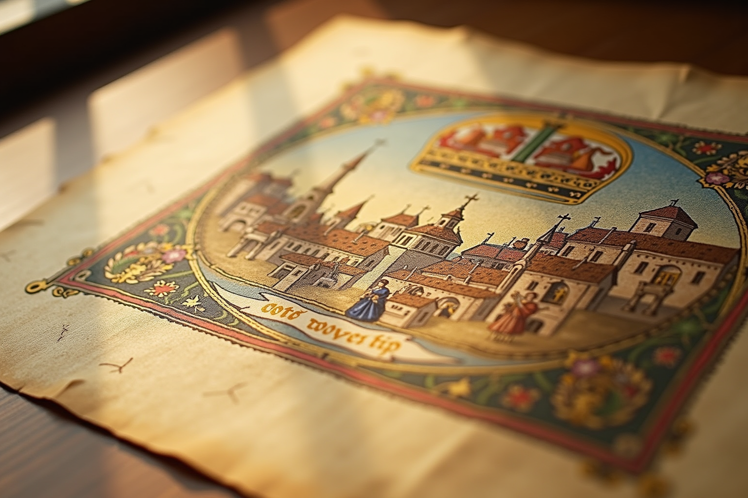 Stylised medieval charter scene representing the 1276 Stadtrecht grant by Rudolf von Habsburg